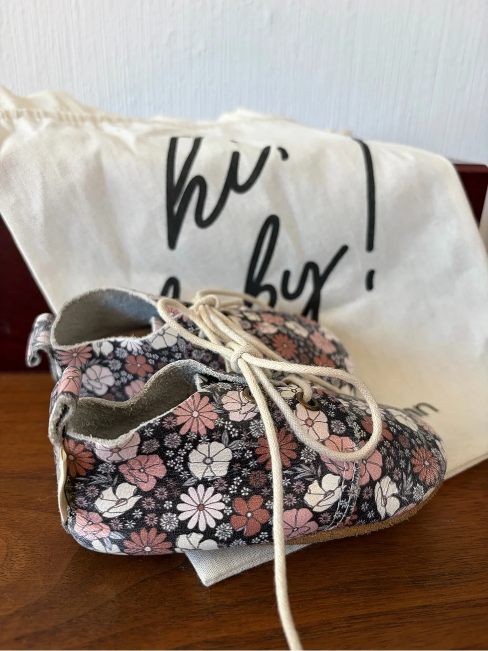 Piper Finn black Floral Lace Up oxford Shoes with soft soles
